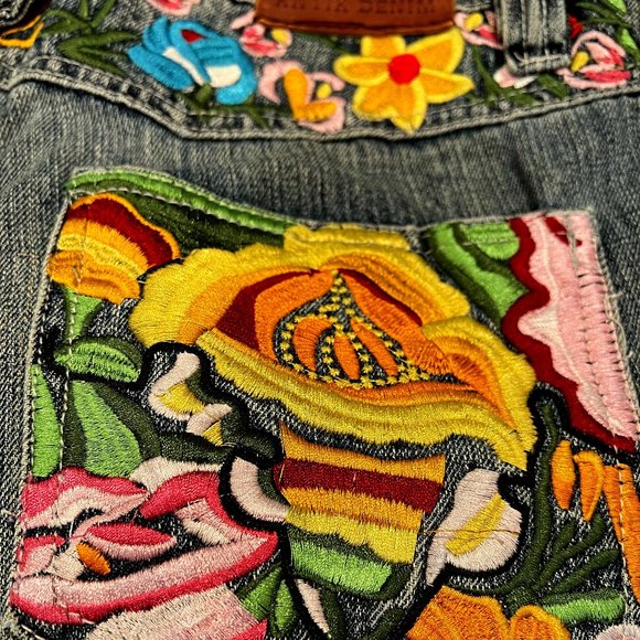 Antik Denim Denim - Antik Denim Boot Cut Jeans with Colorful Floral Design